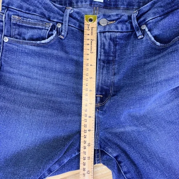 Good American Jeans Womens 6 Straight Leg High Rise Frayed Hem Denim Blue Jeans - Picture 7 of 7